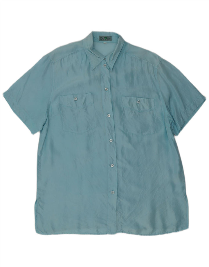 Camicia a maniche corte da donna De Ville EU 44 XL Seta blu