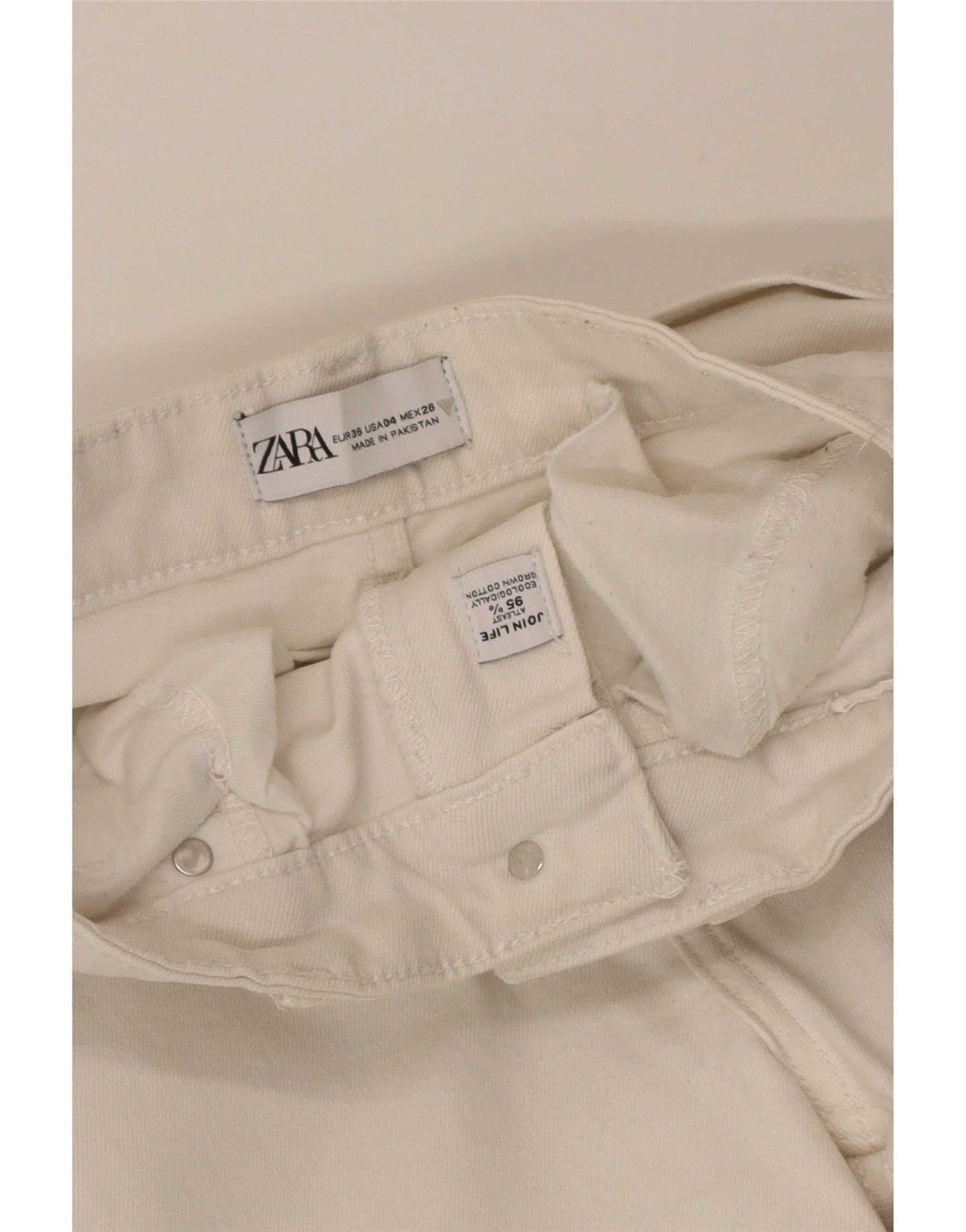 Jeans svasati da donna Zara EU 36 XS W26 L25 cotone bianco