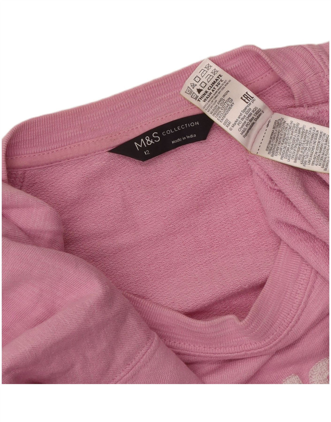 Felpa grafica da donna Marks & Spencer UK 12 Medium Pink Flecked