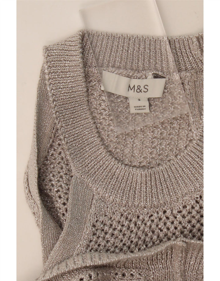 MARKS & SPENCER Womens Vest Tank Top UK 10 Small Grey Vintage Marks & Spencer and Second-Hand Marks & Spencer from Messina Hembry 