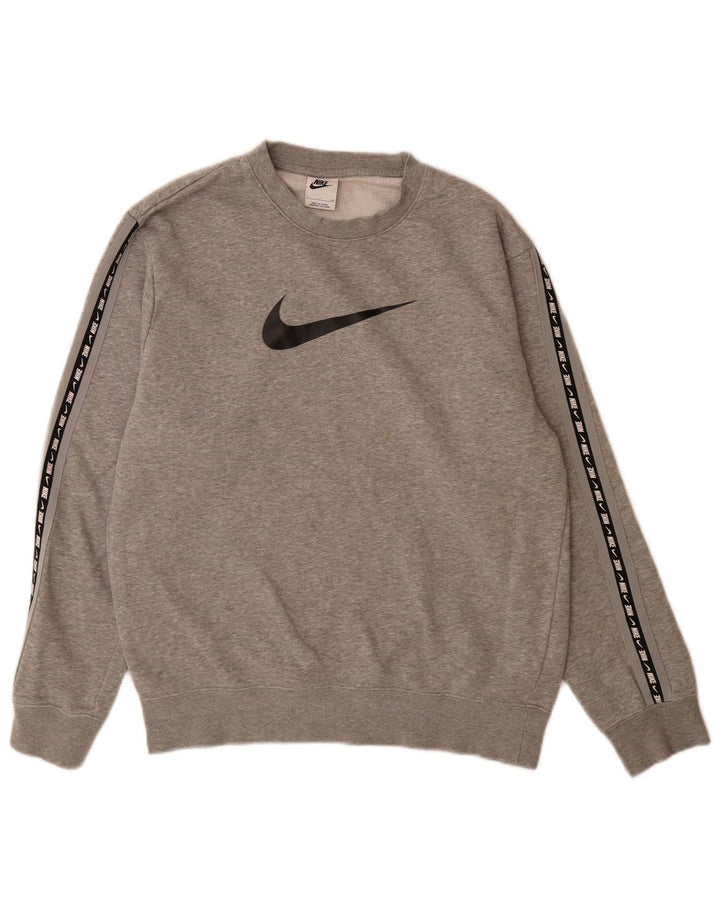 Felpa con grafica Nike da uomo, piccola, in cotone grigio screziato