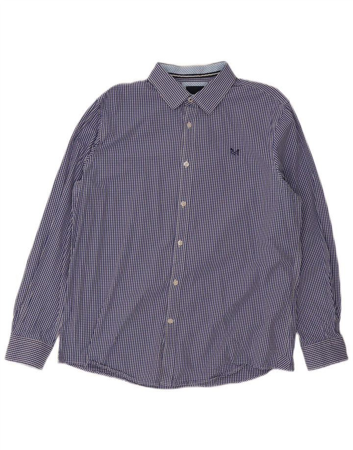 Crew Clothing Camicia da uomo dalla vestibilità classica, grande in cotone a quadretti blu