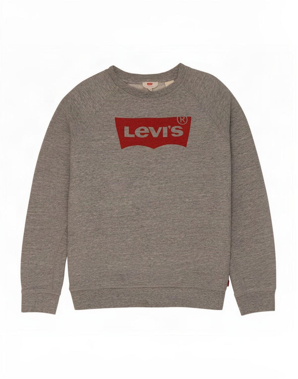 Felpa grafica da donna Levi's UK 14 Cotone screziato grigio medio