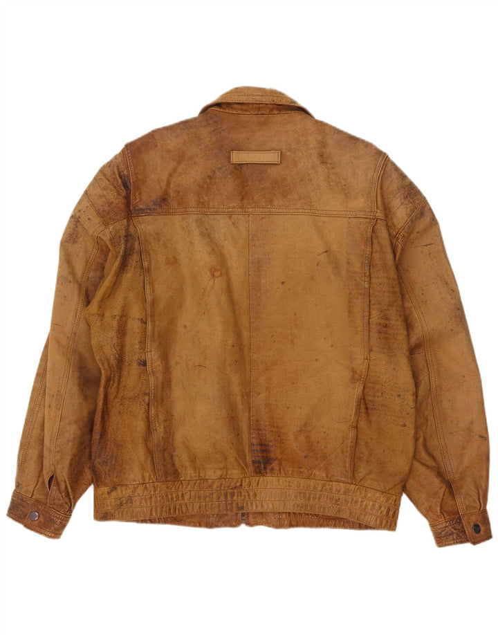 Giacca in pelle vintage da uomo UK 40 grande beige