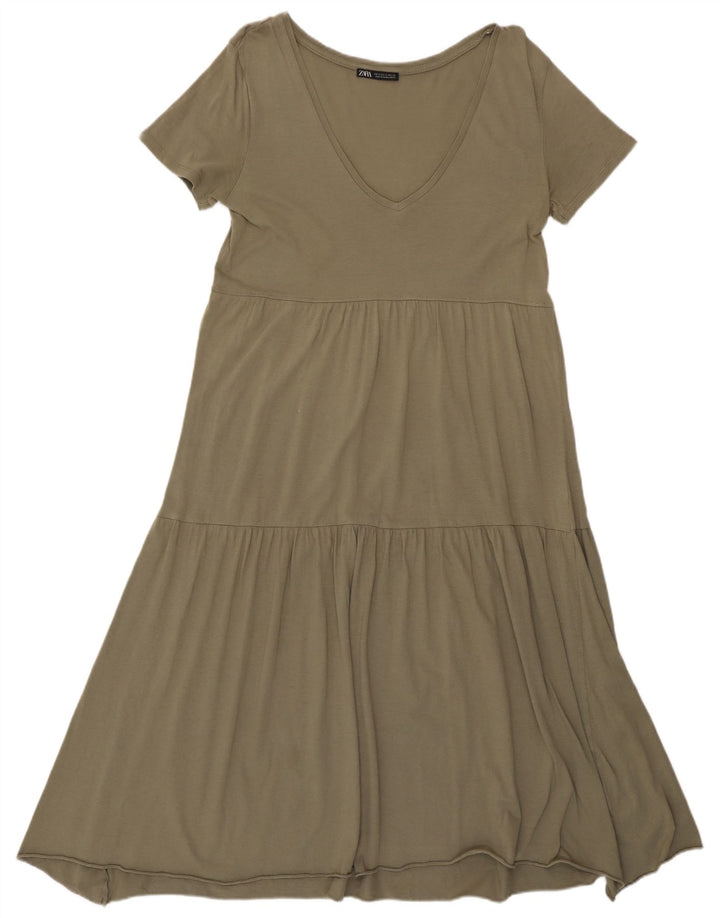 Abito a trapezio da donna Zara UK 10 piccolo kaki