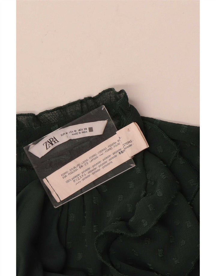 Abito a trapezio frontale con volant sul davanti da donna Zara UK 14 Verde medio