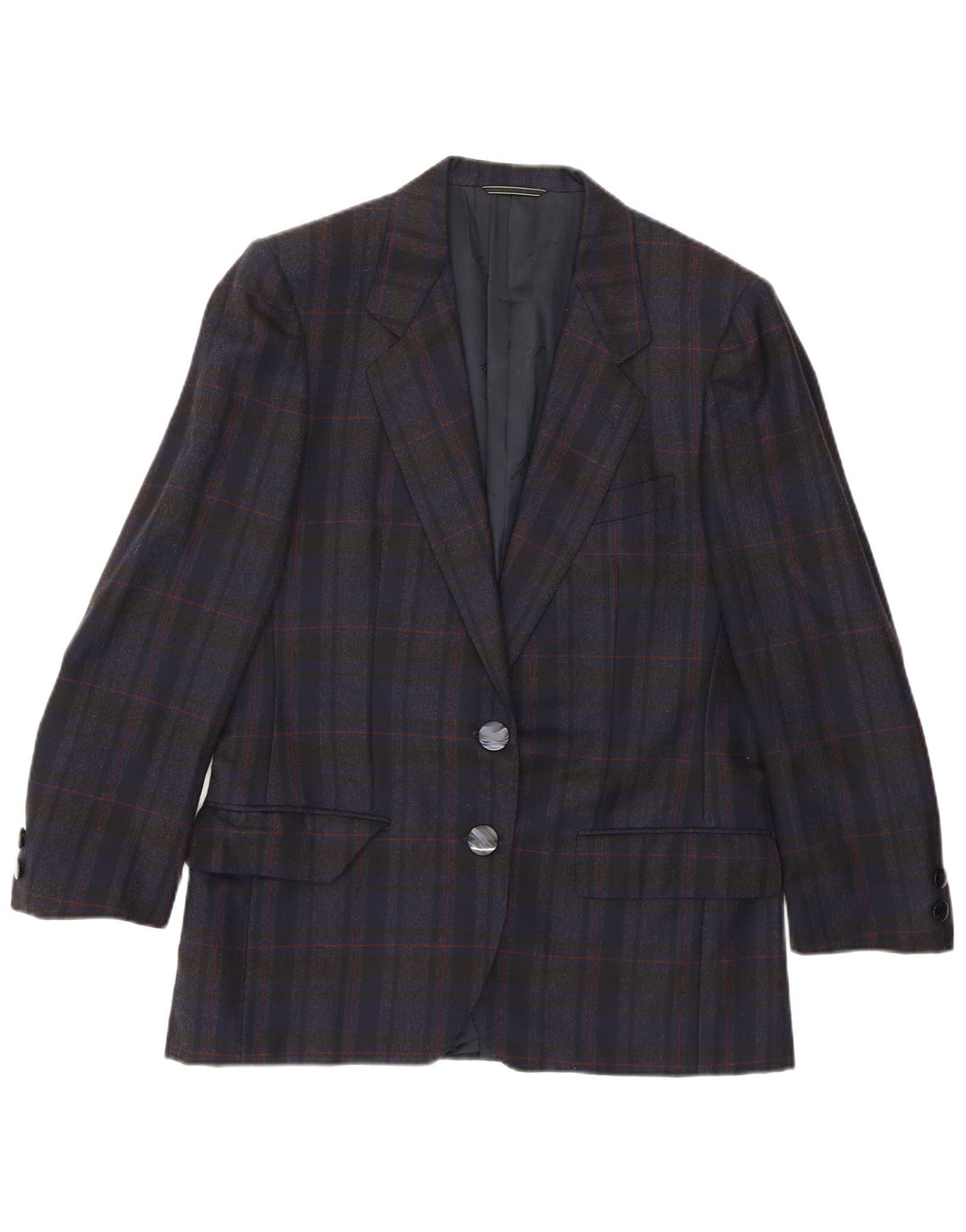 Giacca blazer da donna a 2 bottoni Aquascutum UK 14 medio blu navy a quadri