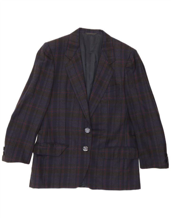 Giacca blazer da donna a 2 bottoni Aquascutum UK 14 medio blu navy a quadri