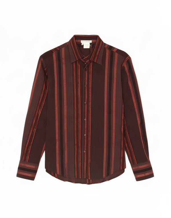 Naracamicie Mens Shirt Medium Brown Striped Cotton