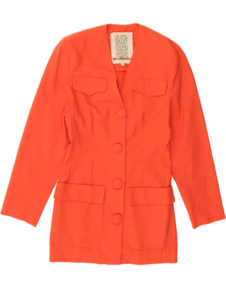 VINTAGE Womens 4 Button Longline Blazer Jacket UK 10 Small Orange Vintage Vintage and Second-Hand Vintage from Messina Hembry 