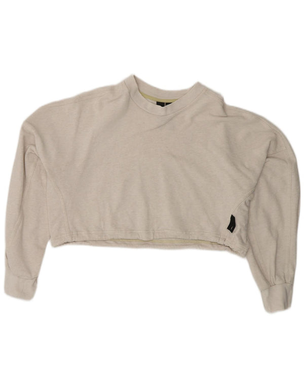 Felpa corta oversize da donna ADIDAS UK 8/10 piccolo cotone grigio