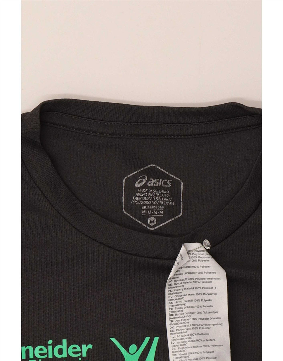 T-shirt grafica Asics Paris da donna UK 14 Poliestere grigio medio