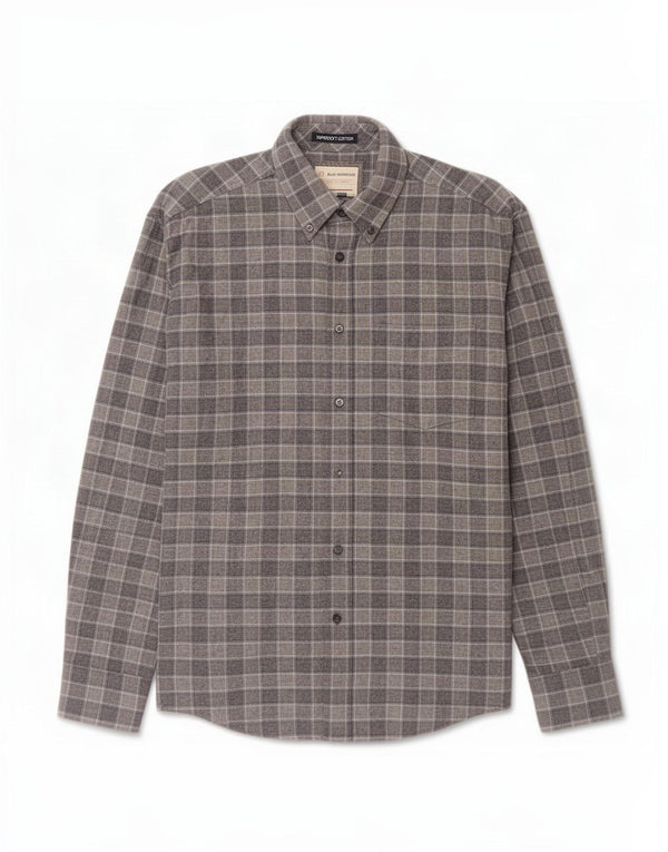 Camicia da uomo in flanella Marks & Spencer blu Harbour, cotone a quadri grigio medio