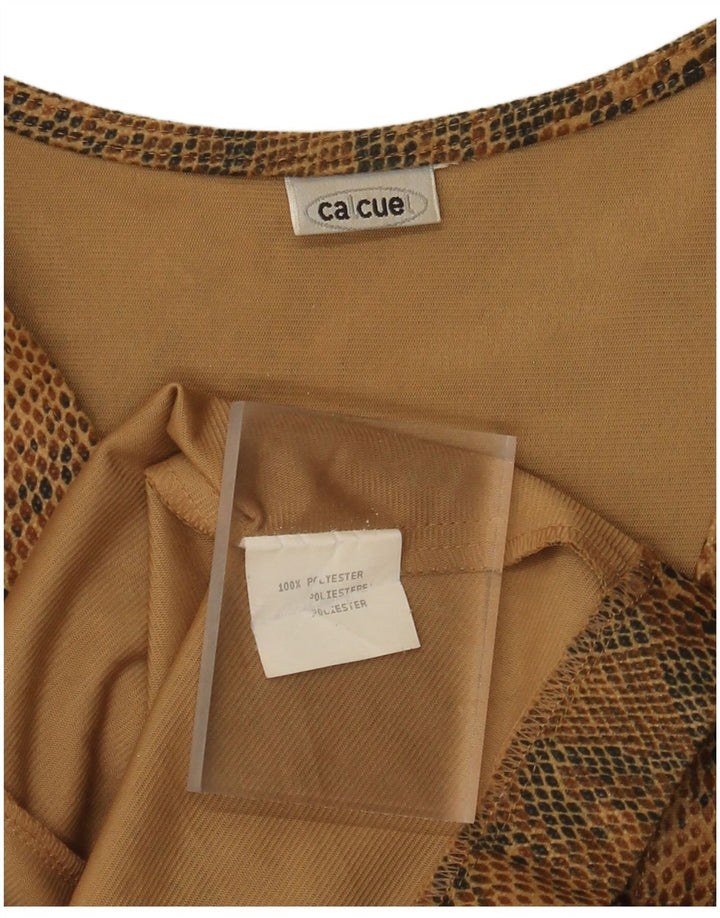 Gilet da donna VINTAGE UK 18 XL Poliestere con stampa animalier marrone