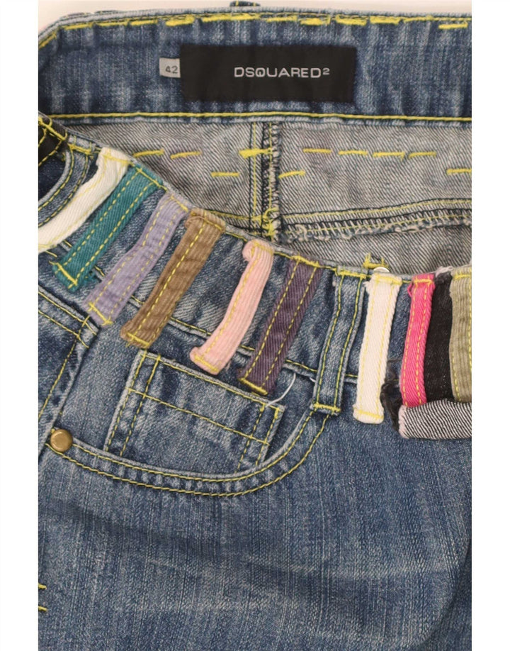 Mini gonna di jeans da donna Dsquared2 IT 42 media W30 blu cotone color block