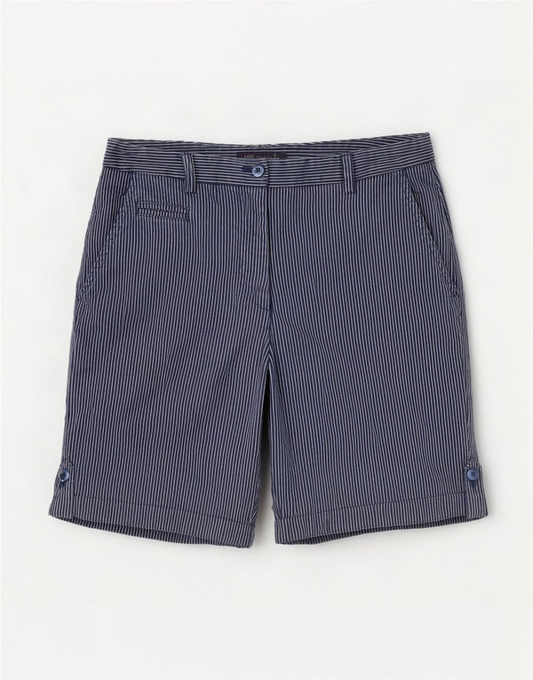 Pantaloncini chino da donna Marks & Spencer UK 12 medi W30 blu navy gessato