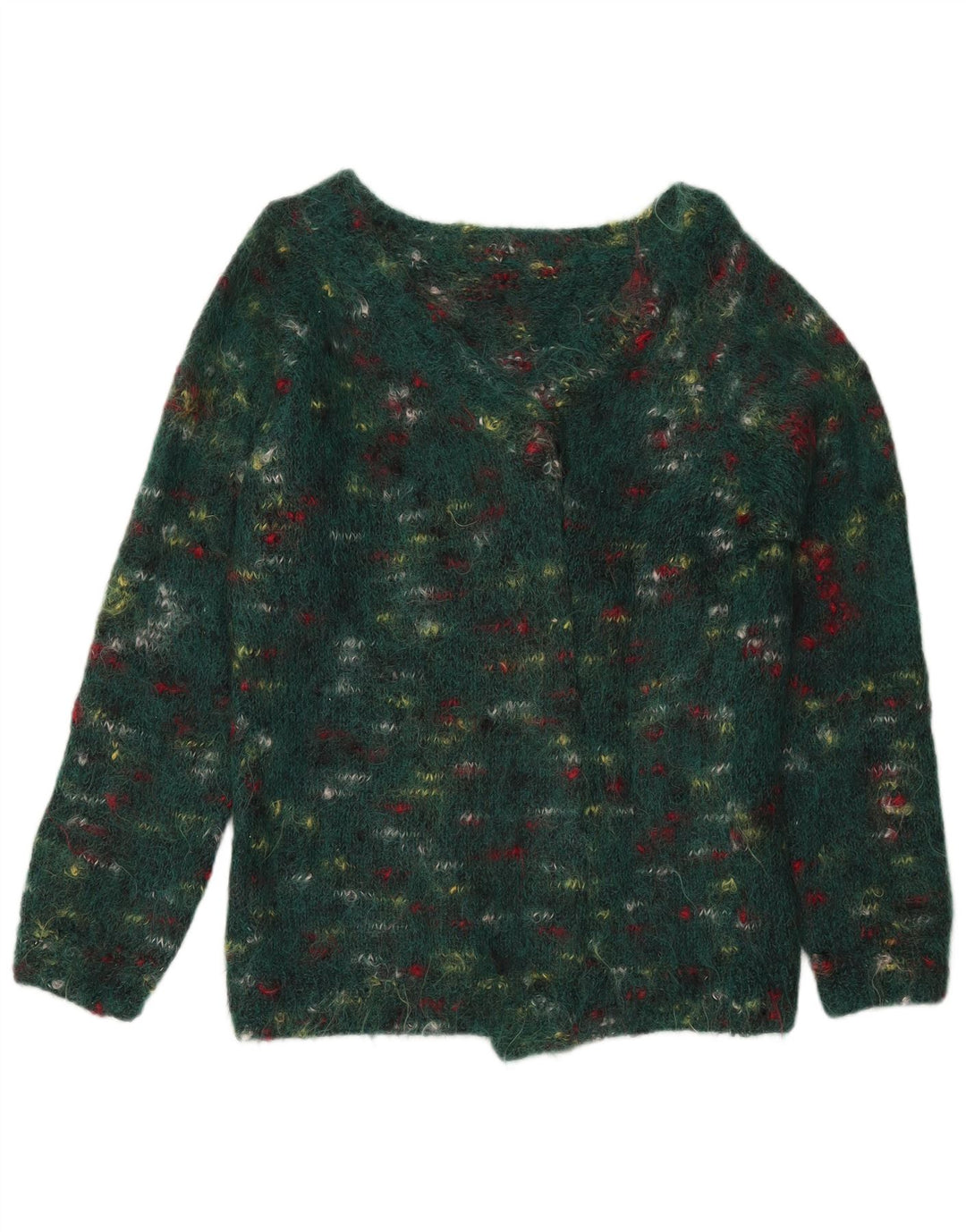 Maglione maglione da donna vintage UK 14 verde medio screziato