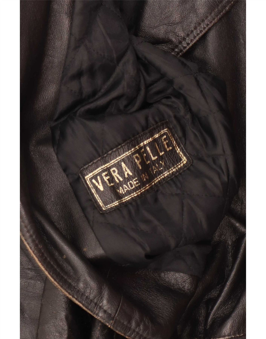 Giacca in pelle vintage da donna con maniche a 3/4 IT 42 Marrone medio