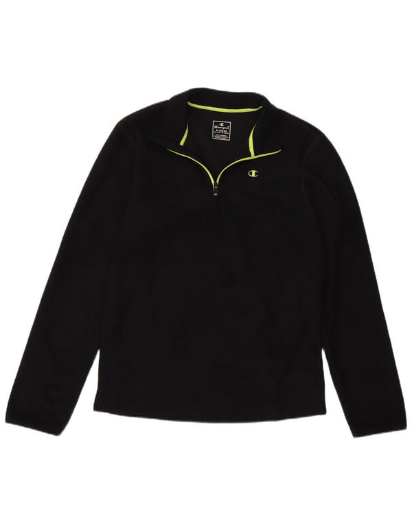 Maglione in pile Champion per ragazze, collo con zip, 13-14 anni, XL, poliestere nero