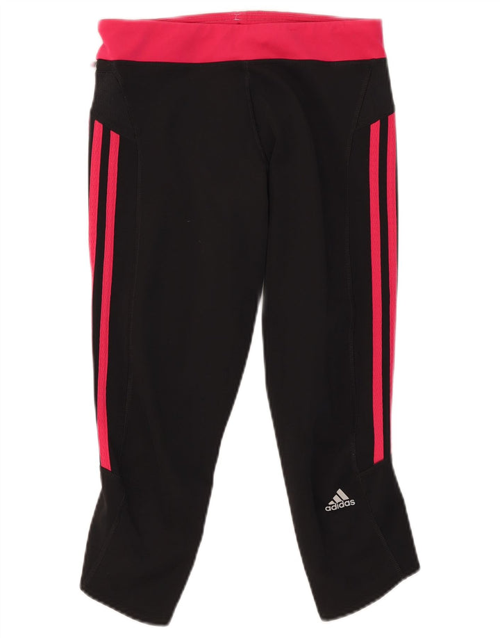 Adidas Capri Leggings da donna UK 12 Medium Nero Colourblock Poliestere