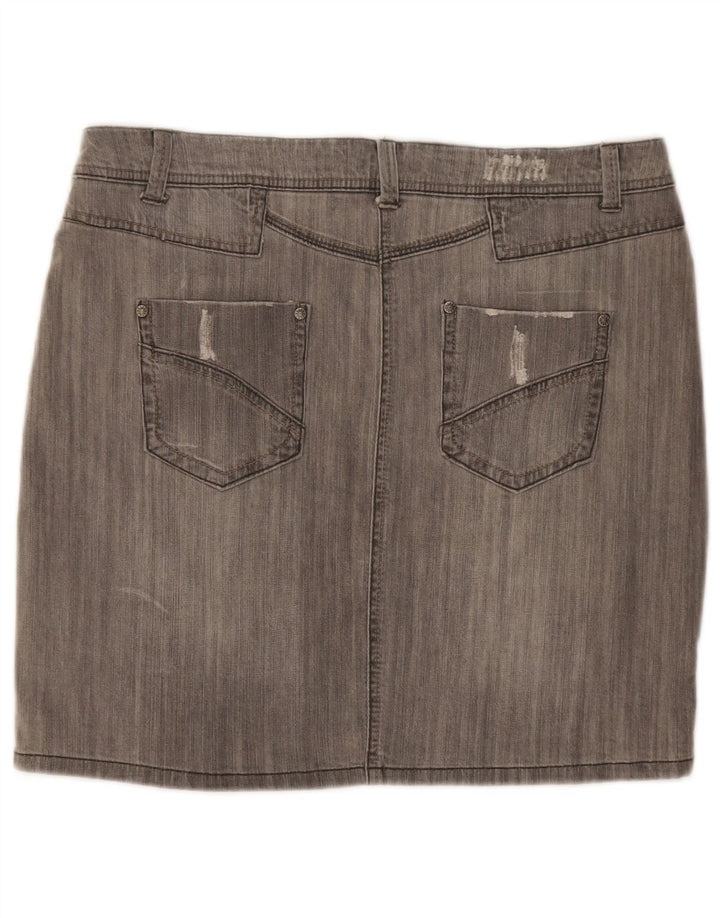 Mini gonna di jeans da donna M&Co UK 14 grande W34 grigia