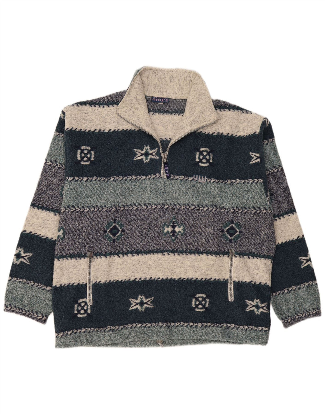 Maglione da uomo con collo con zip di Gigi 2XL Fair Isle multicolore