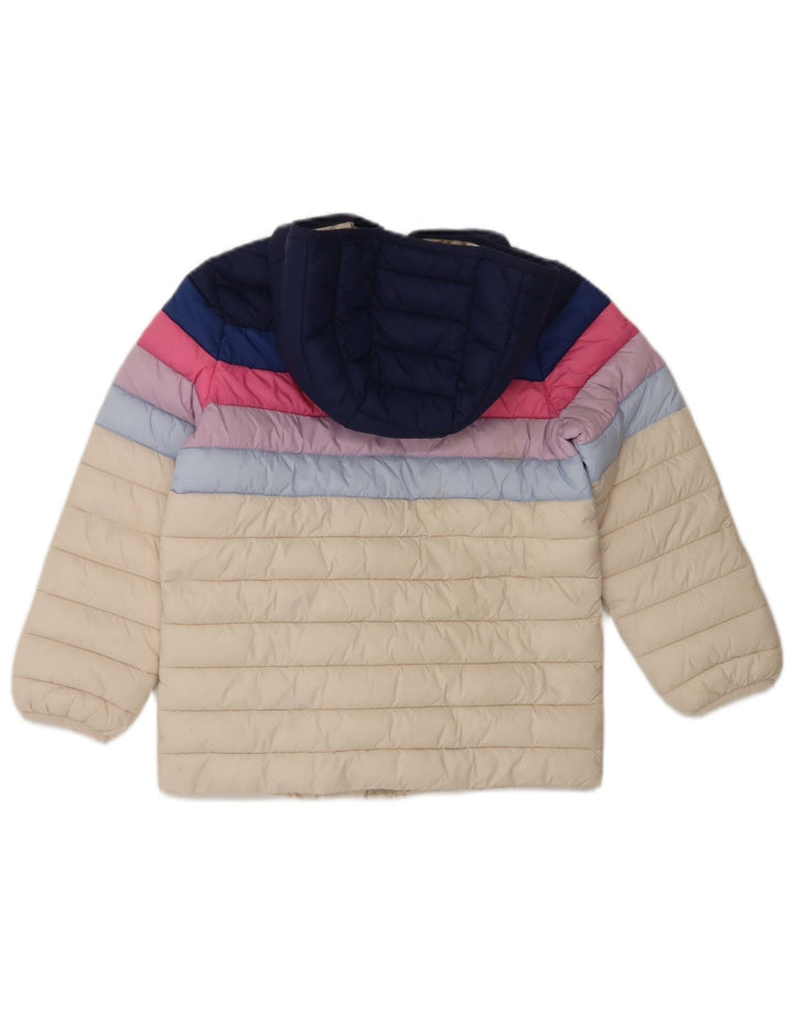 JOULES Giacca imbottita con cappuccio per ragazze 7-8 anni Colorblock bianco sporco