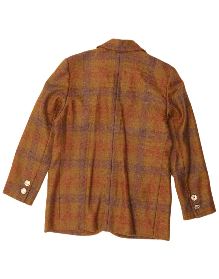 Giacca blazer vintage da donna a 3 bottoni UK 14 a quadri beige medio