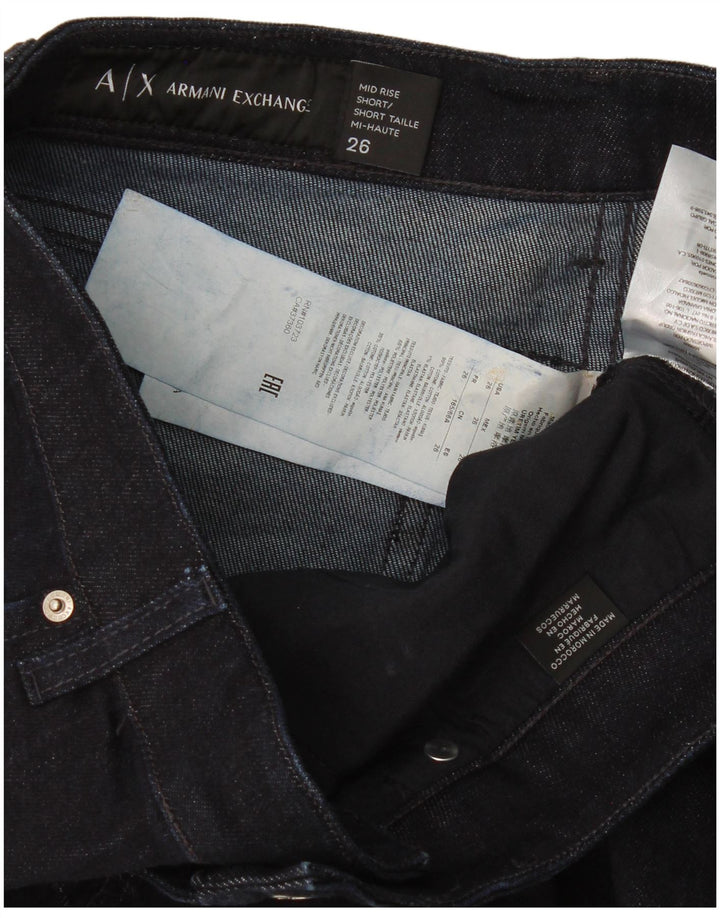 Pantaloncini di jeans a vita media da donna Armani Exchange W26 piccoli in cotone nero