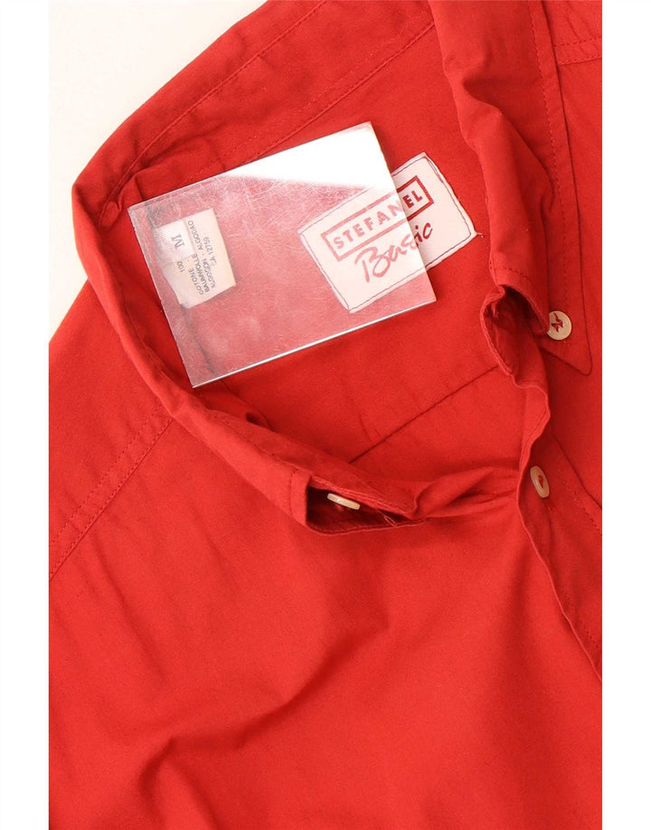 Camicia da uomo a maniche corte Stefanel in cotone rosso medio