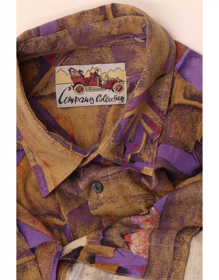 Camicia da uomo vintage grande marrone geometrica