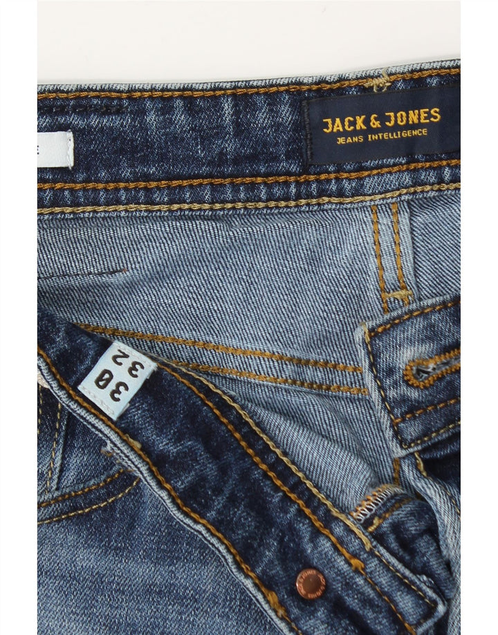 Jack & Jones Uomo Mike Slim Jeans W30 L32 Cotone Blu