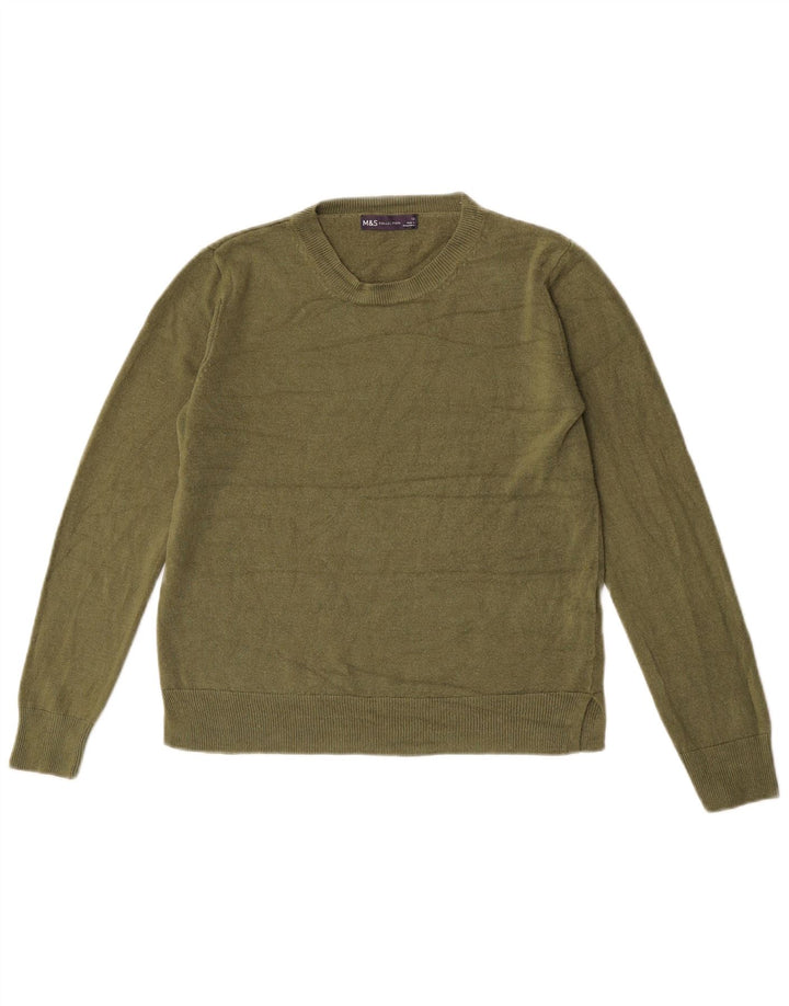 Maglione maglione girocollo da donna Marks & Spencer UK 12 Acrilico kaki medio