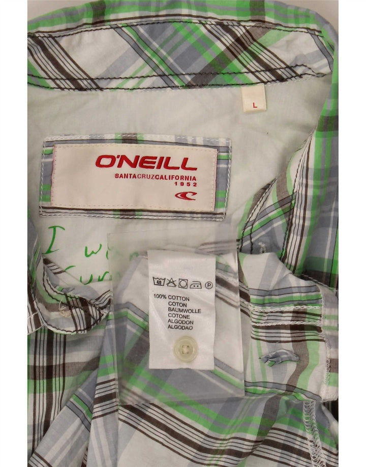 Camicia a maniche corte da uomo O'Neill in cotone a quadri verdi grandi