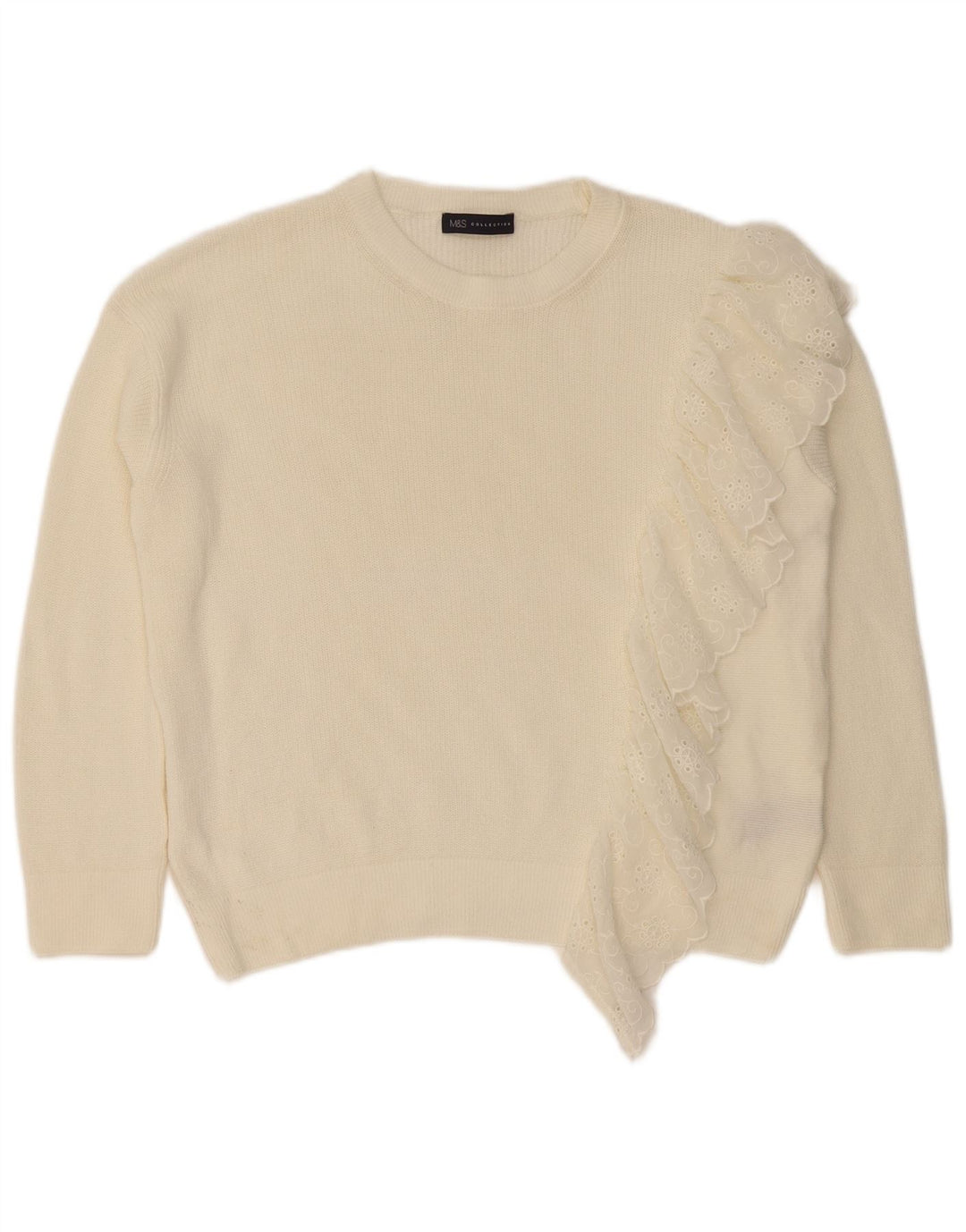 Maglione maglione con scollo a barca da donna Marks & Spencer UK 12 medio bianco
