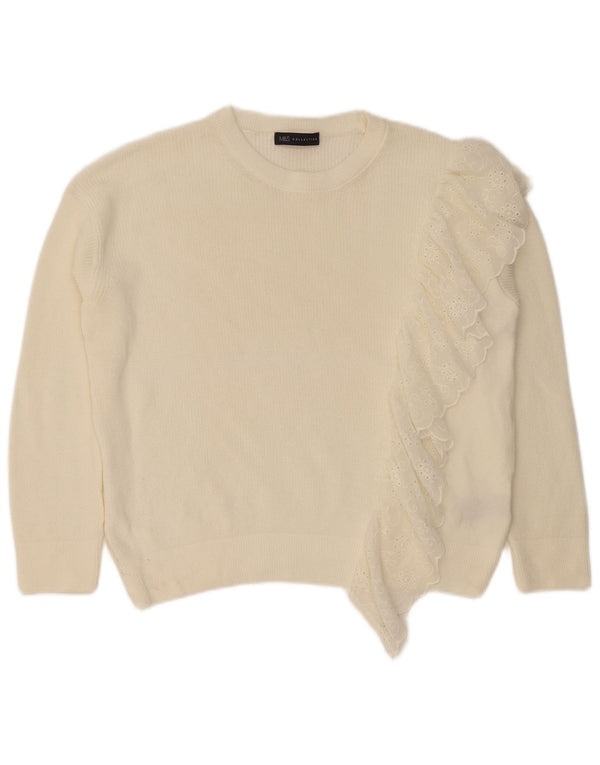 Maglione maglione con scollo a barca da donna Marks & Spencer UK 12 medio bianco