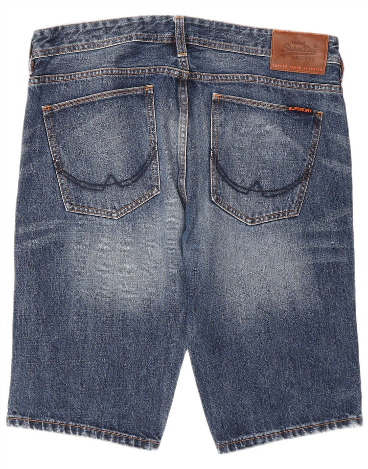 Pantaloncini di jeans slim da uomo Superdry W34 di grandi dimensioni in cotone blu