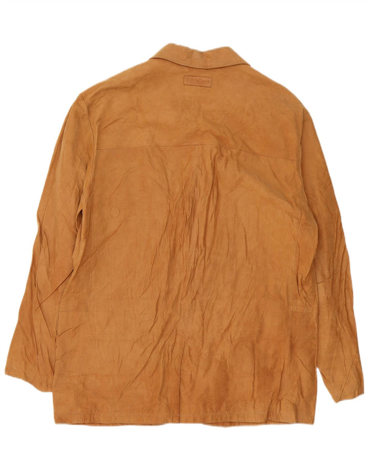 Giacca blazer in pelle scamosciata da uomo a 3 bottoni Marlboro Classics UK 42 XL in pelle beige