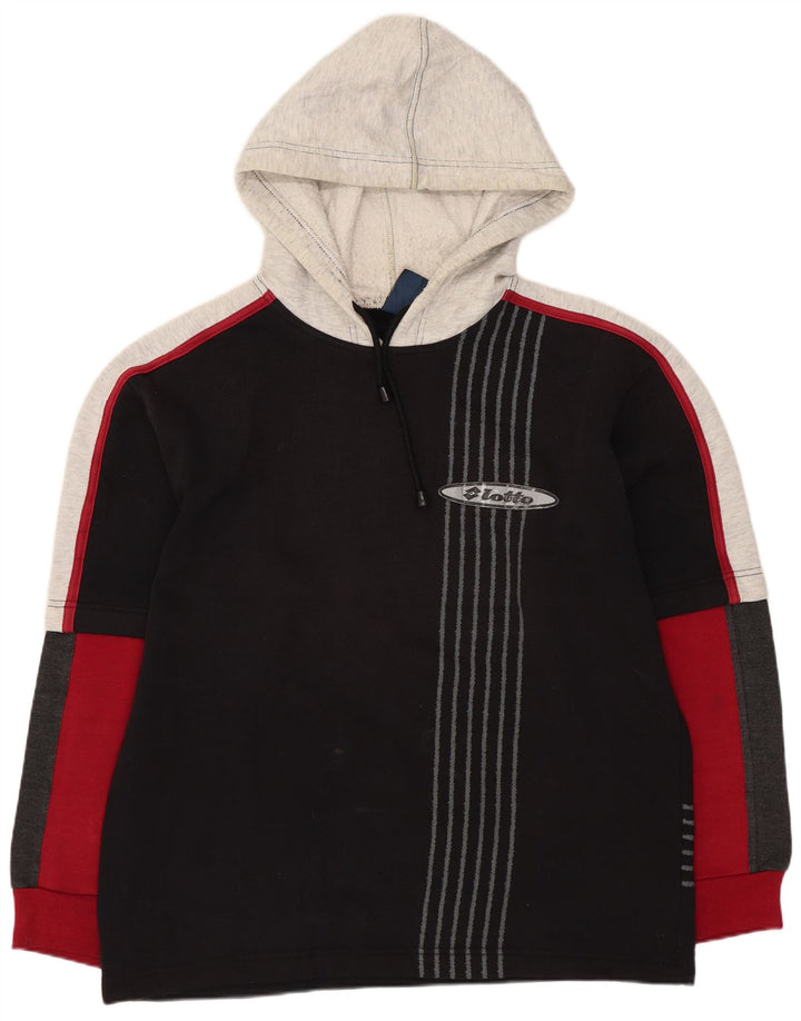 Felpa con cappuccio da uomo Lotto UK 38/40 Poliestere color block medio nero
