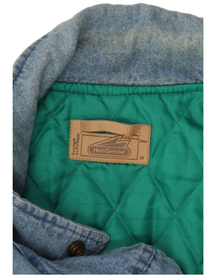 HEIN GERICKE Giacca in denim militare vestibilità ampia da uomo UK 38 Cotone blu medio