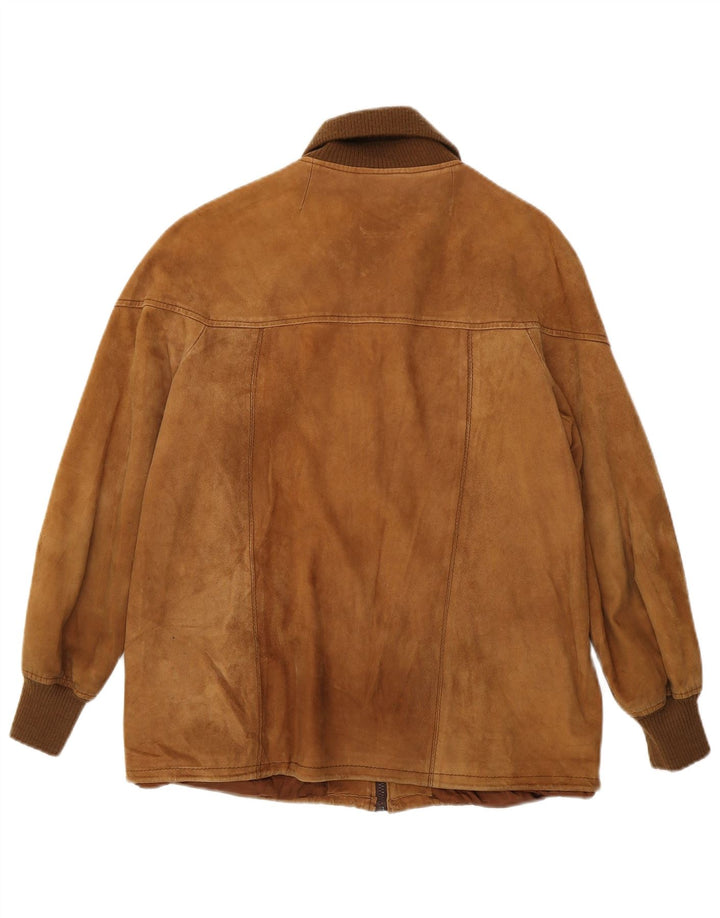 Giacca vintage da donna in pelle scamosciata IT 48 XL in pelle marrone