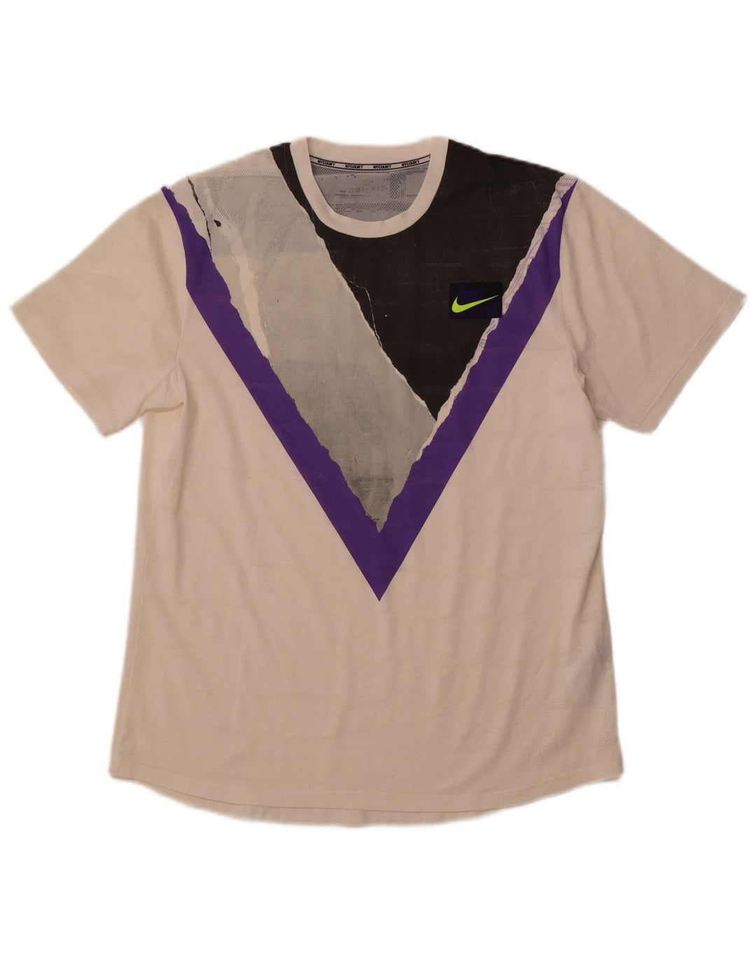 NIKE T-shirt grafica da uomo Dri Fit Top Large in poliestere color block bianco