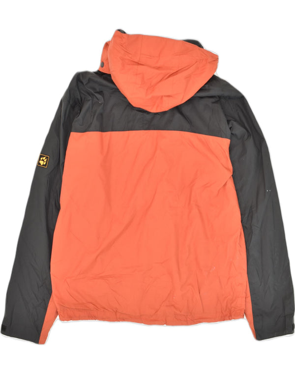 JACK WOLFSKIN Giacca antipioggia da uomo con cappuccio UK 34 XS Arancione Colourblock Nylon