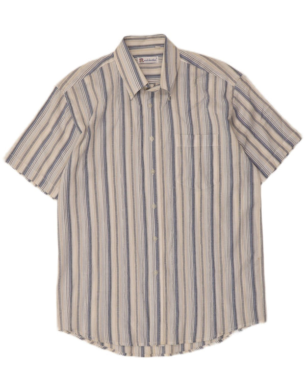 Camicia vintage da uomo a maniche corte taglia 16 41 grande a righe multicolore