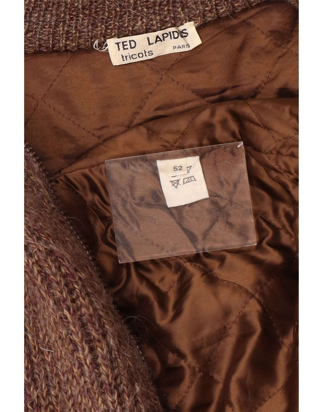 Giubbotto bomber lavorato a maglia da uomo Ted Lapidus IT 52 XL lana screziata marrone