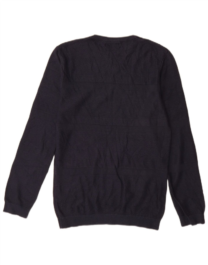 Maglione Zara da uomo con scollo a barca, piccolo, a righe blu navy