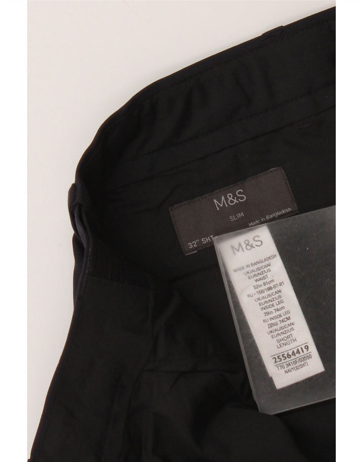 Pantaloni chino slim da uomo Marks & Spencer W32 L29 poliestere blu navy