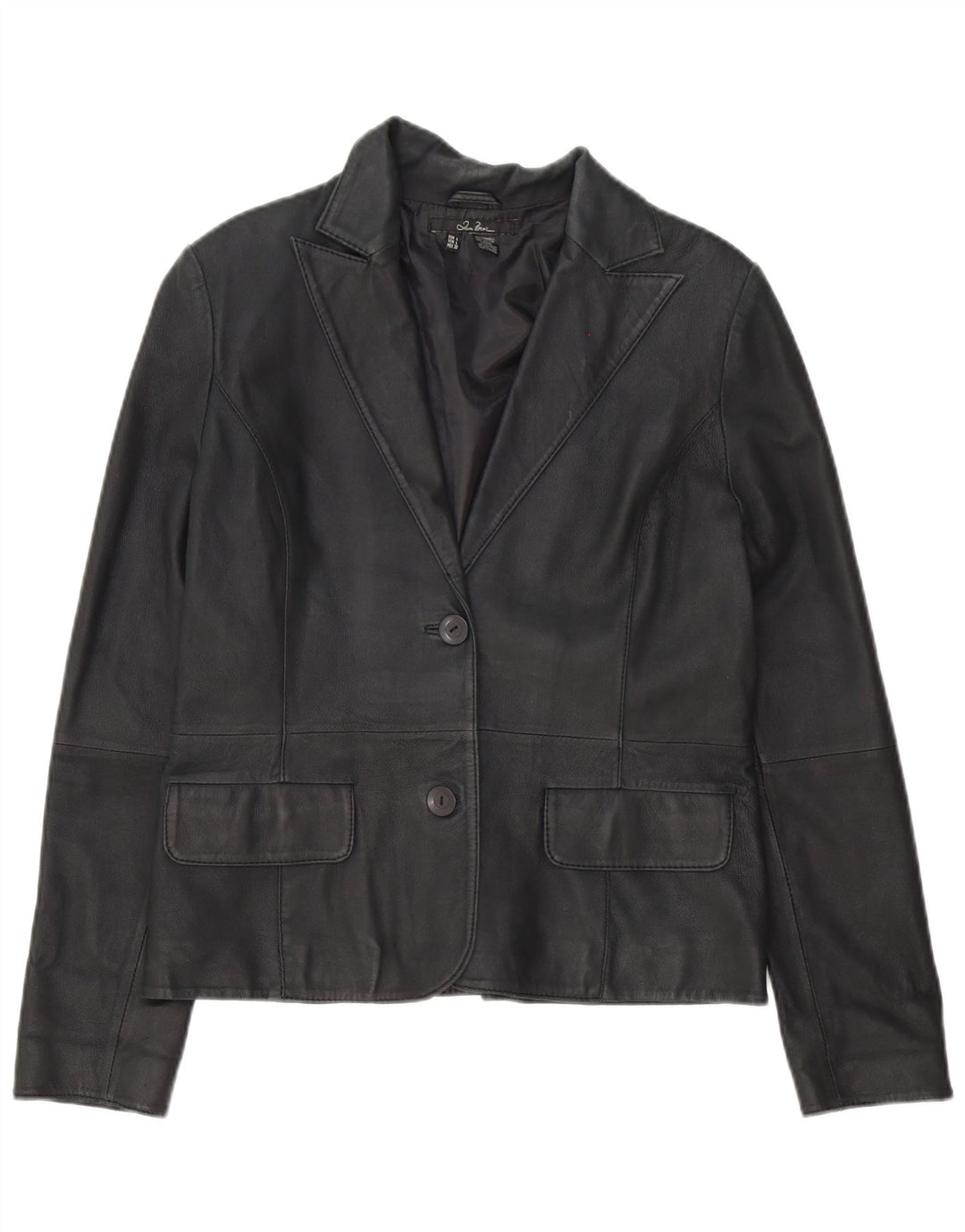 Giacca blazer in pelle da donna a 2 bottoni Zara UK 16 grande nera