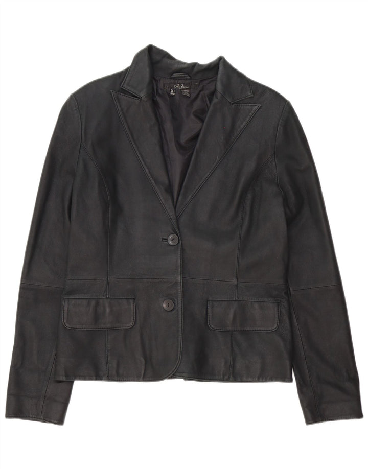 Giacca blazer in pelle da donna a 2 bottoni Zara UK 16 grande nera