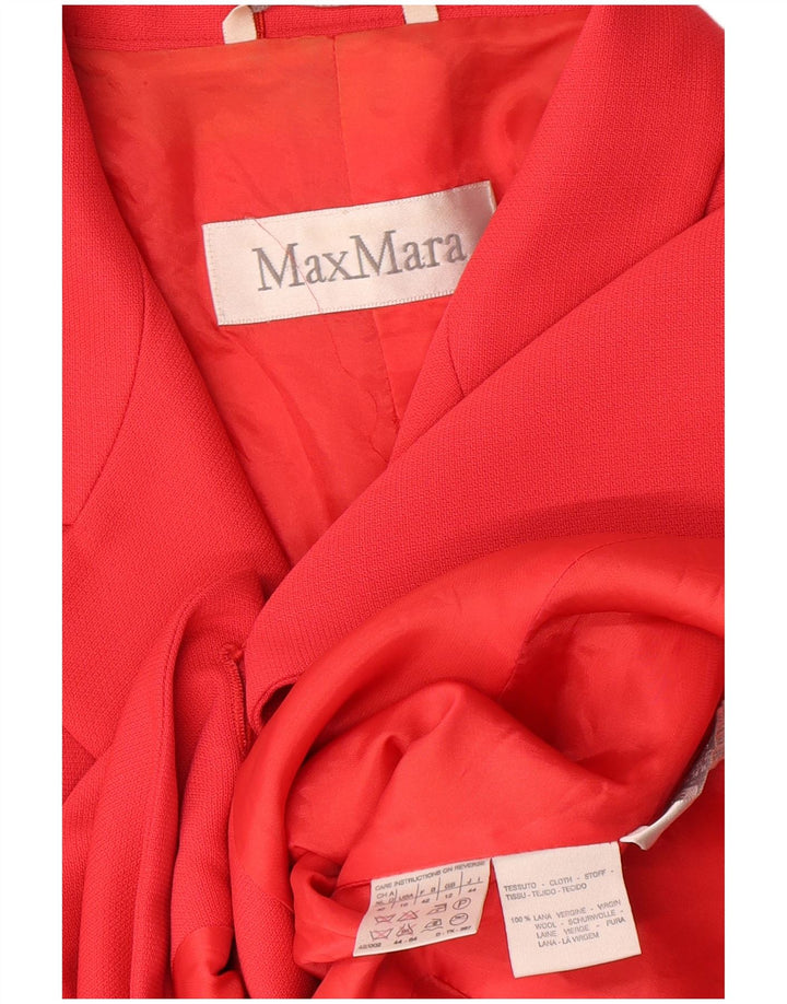 Giacca blazer a 3 bottoni da donna Max Mara UK 12 lana rossa media
